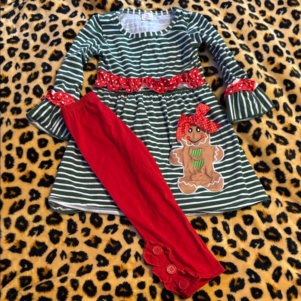 Festive Gingerbread Kids Set - Green and Red